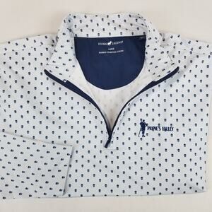 Horn Legend Quarter Zip Mens Large White Navy Skull Golf Pullover Payne’s Valley